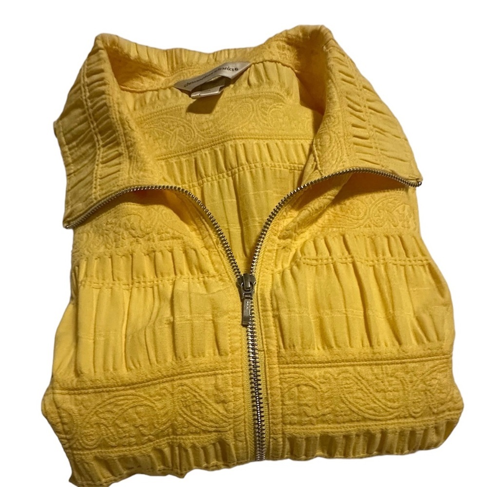 Christopher & Banks yellow Waffle zip up Long Sleeve - Picture 3 of 10